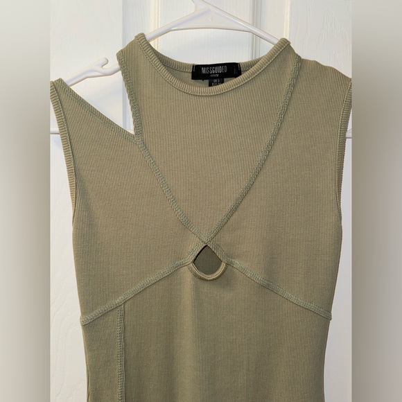 Ribbed Sage Cut-Out Dress - Picture 4 of 6